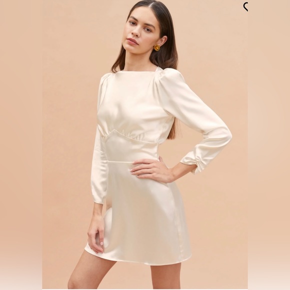 Reformation Rudo Silk Long Sleeve Dress - Picture 2 of 13